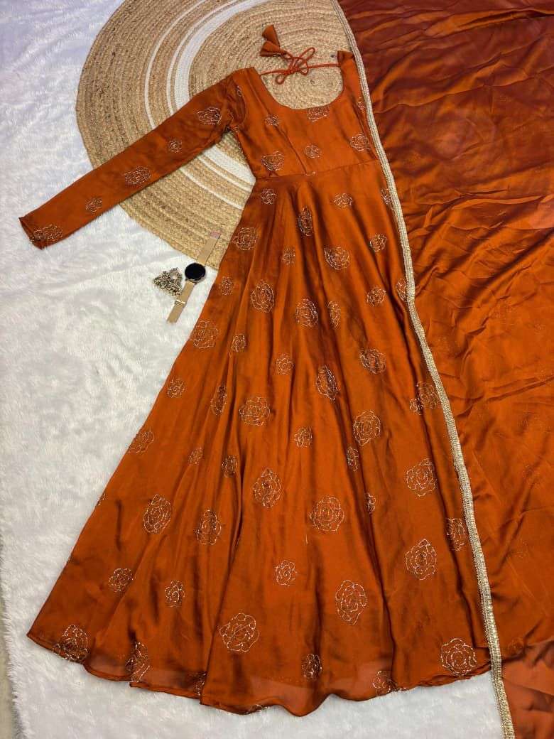 Ethnic Gown Set Satin Gown Kurti wholesale market