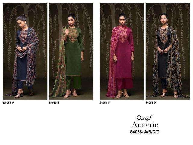 Ganga annerie 4058 Latest dress materials wholesale in Delhi