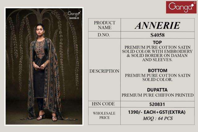 Ganga annerie 4058 Latest dress materials wholesale in Delhi