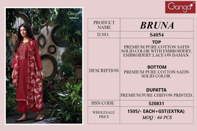 Ganga bruna 4054 Dress material wholesale suppliers in Hyderabad