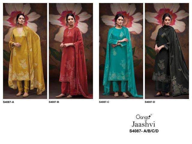 Ganga jaashvi 4087 Unstitched dress materials wholesale