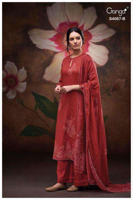 Ganga jaashvi 4087 Unstitched dress materials wholesale