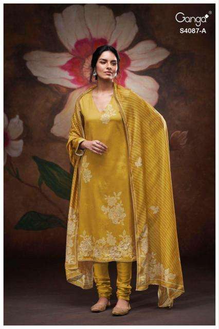 Ganga jaashvi 4087 Unstitched dress materials wholesale