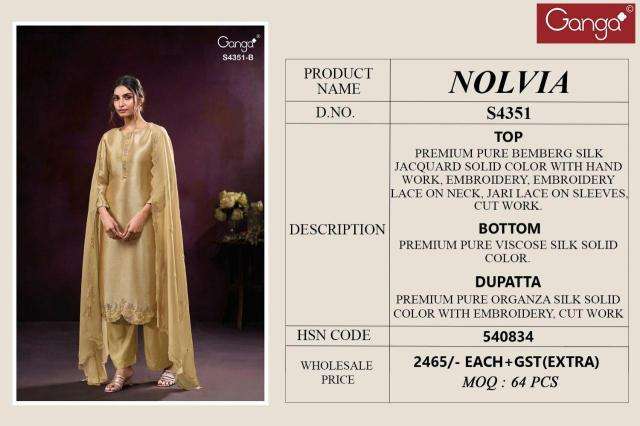 Ganga nolvia 4351 Designer dress materials in Ahmedabad