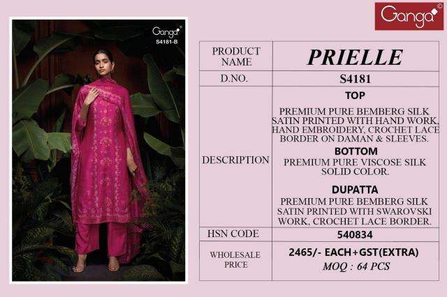 Ganga prielle 4181 Hyderabad dress material wholesale prices