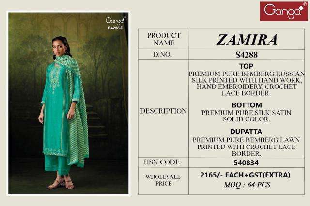 Ganga zamira 4288 Dress material wholesalers in Delhi