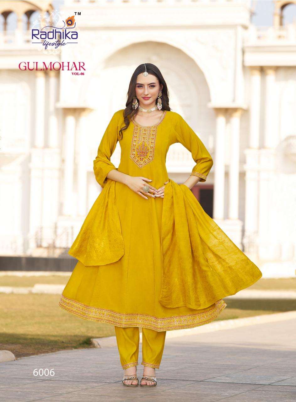 Radhika gulmohar vol 6 Kurti wholesale price list in surat