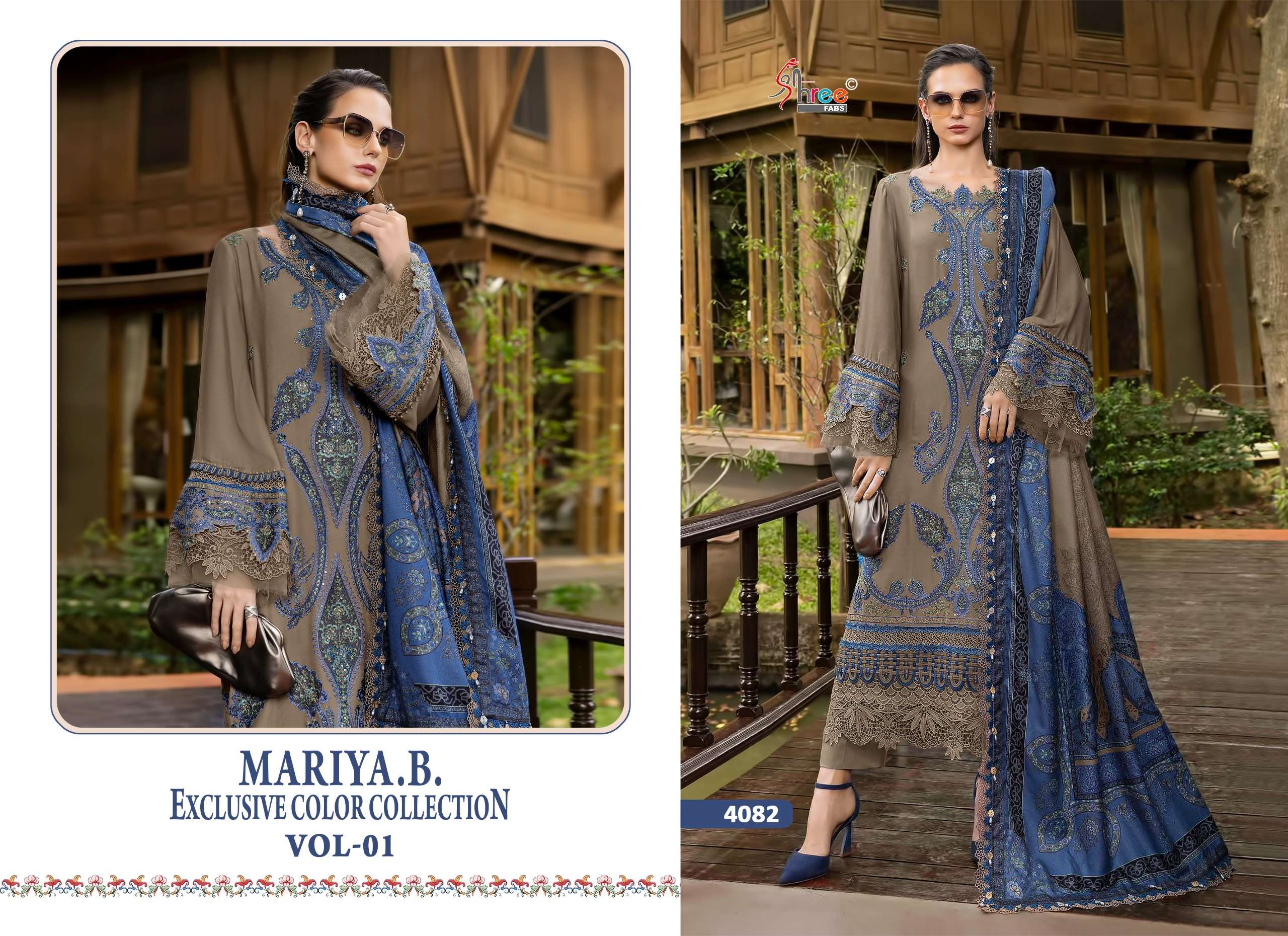 Shree Mariya B 4082 A To D Chiffon Dupatta Salwar Kameez exporters