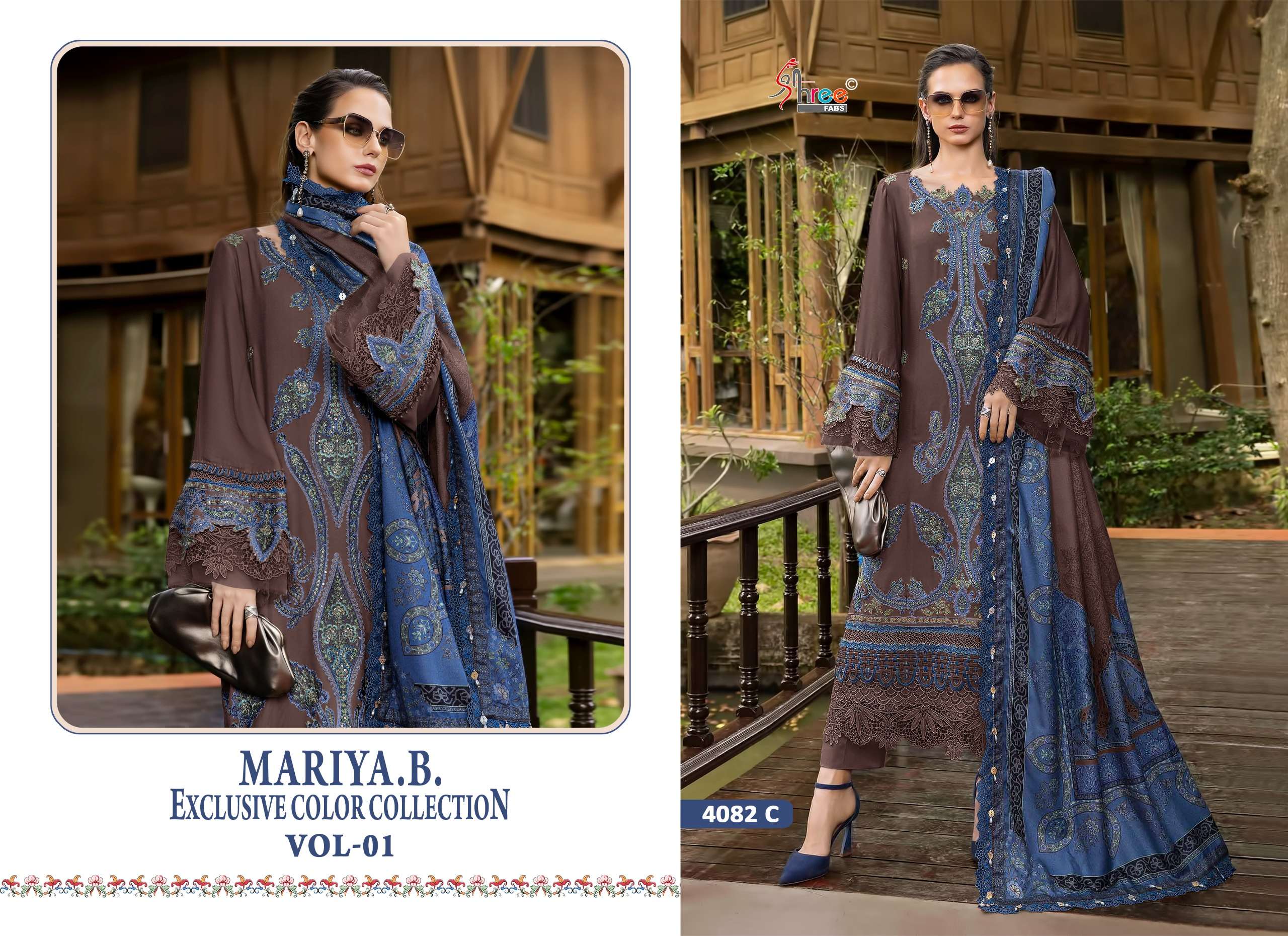 Shree Mariya B 4082 A To D Chiffon Dupatta Salwar Kameez exporters