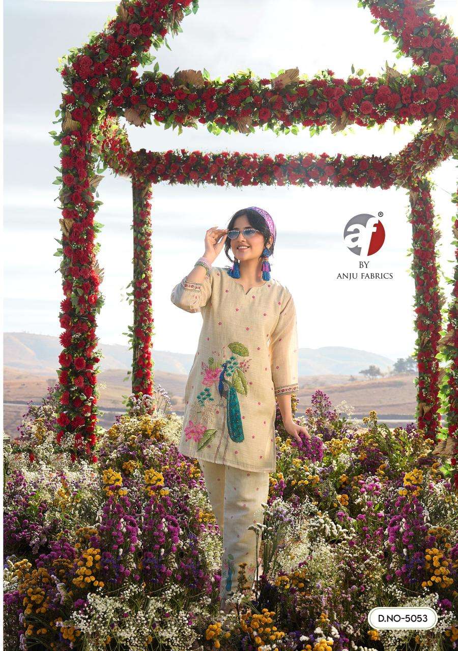 Anju fabrics royal peacock coord set Kurti manufacturers in Ahmedabad