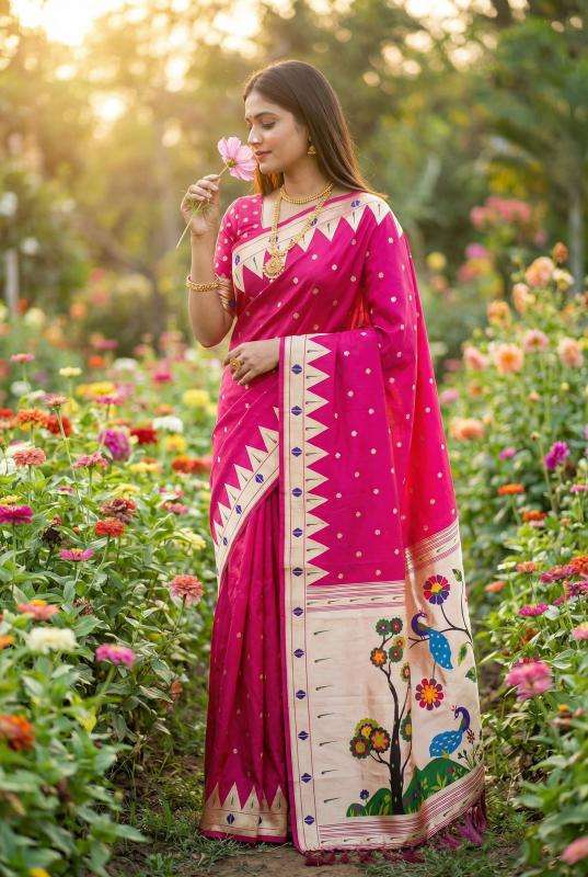 Anupama sindoor paithani top 5 saree wholesalers in ahmedabad