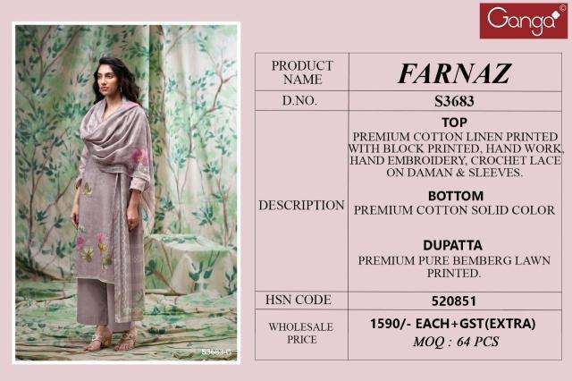 Ganga farnaz 3683 Wholesale dress materials for boutique