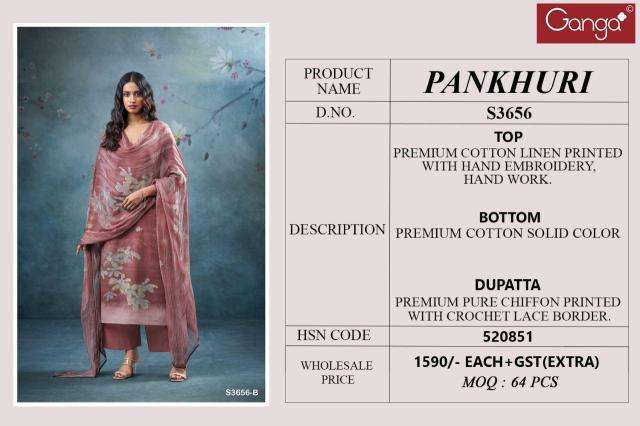 Ganga pankhuri 3656 Dress material manufacturers in Surat