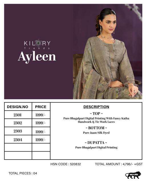 Kilory ayleen Wholesale unstitched dress materials