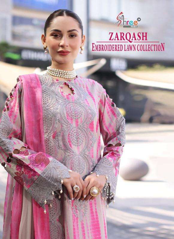 Shree fabs zarqash embrodered lawn Salwar Kameez manufacturers in India