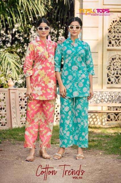 Tips & tops cotton trends vol 3 coord set  Wholesale Kurti market in Baglor