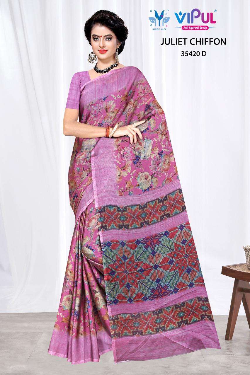 Vipul juliet chiffon d.no 35420 Saree wholesale market in Dadar