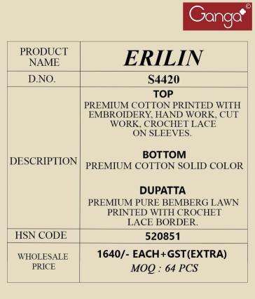 Ganga erilin 4420 Designer dress materials in Chennai