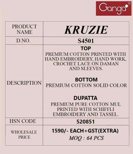 Ganga kruzie 4501 Wholesale dress materials in Chennai