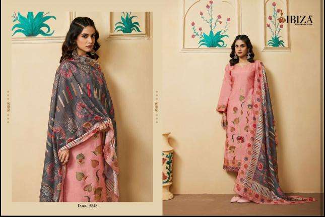 Ibiza fashion story linen Printed dress material wholesalers in Mumbai