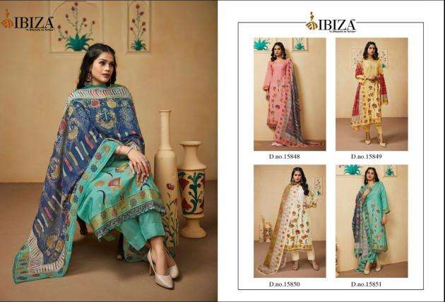 Ibiza fashion story linen Printed dress material wholesalers in Mumbai