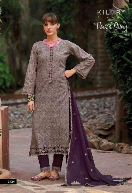 Kilory trends thread story dress material wholesale shopping