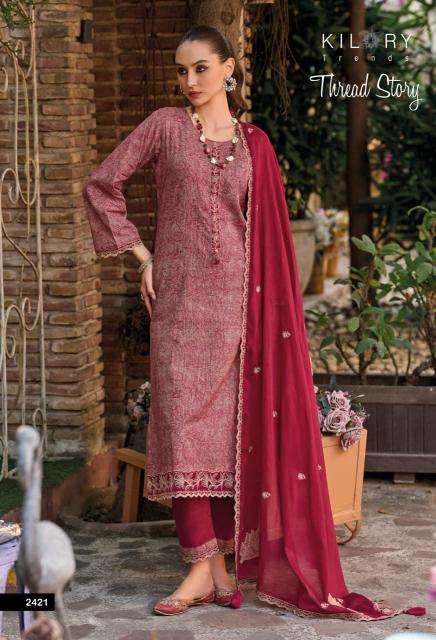 Kilory trends thread story dress material wholesale shopping