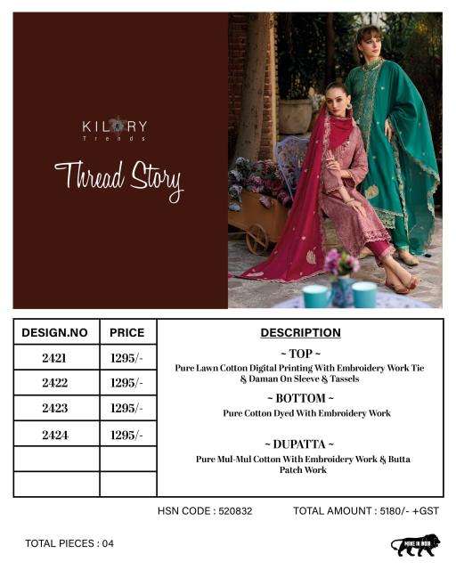 Kilory trends thread story dress material wholesale shopping