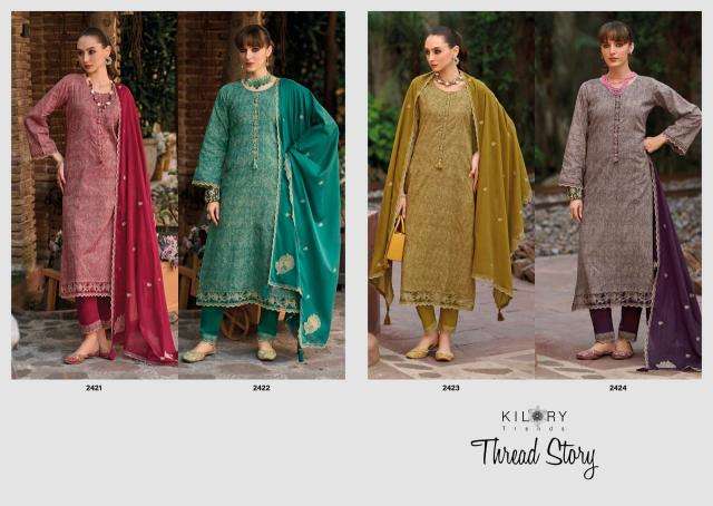 Kilory trends thread story dress material wholesale shopping