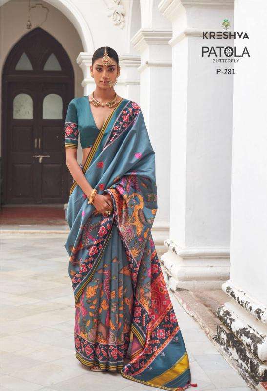 Kreshva patola butterfly wholesale saree dealers in ahmedabad