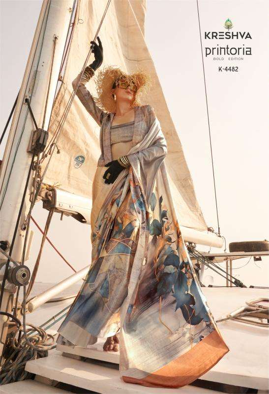 Kreshva printoria korean Saree manufacturers in Surat Gujarat