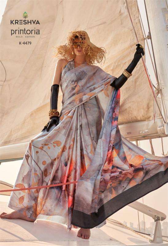 Kreshva printoria korean Saree manufacturers in Surat Gujarat