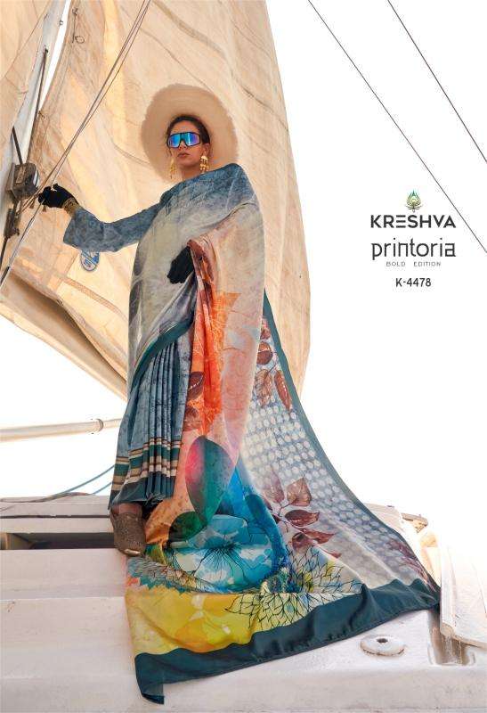 Kreshva printoria korean Saree manufacturers in Surat Gujarat