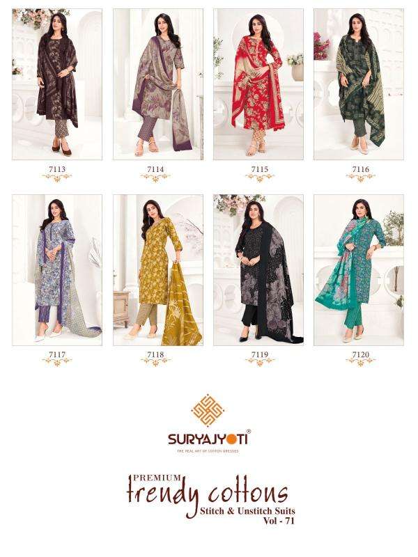 Suryajyoti trendy cotton vol-71 dress material  wholesale in Mumbai