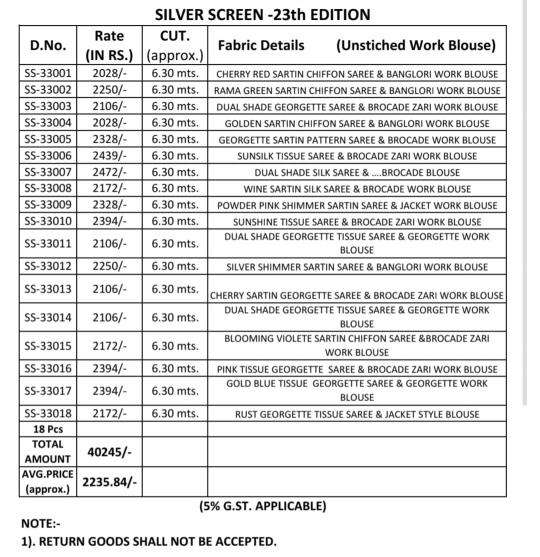 TFH silver screen 23 wholesale saree market in surat with price