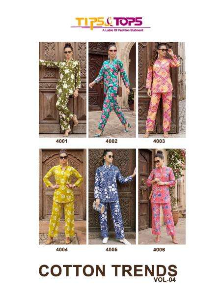 Tips & tops cotton trends vol 4 coord set Kurti wholesale in Gujarat