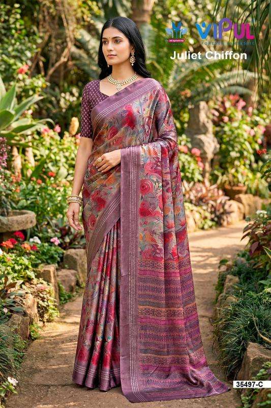 Vipul 35497 juliet chiffon Saree wholesalers in Ahmedabad