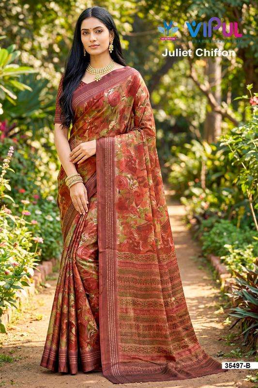 Vipul 35497 juliet chiffon Saree wholesalers in Ahmedabad
