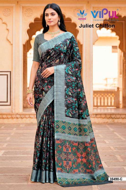 Vipul 35498 juliet chiffon Saree supplier for boutiques