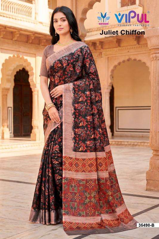 Vipul 35498 juliet chiffon Saree supplier for boutiques