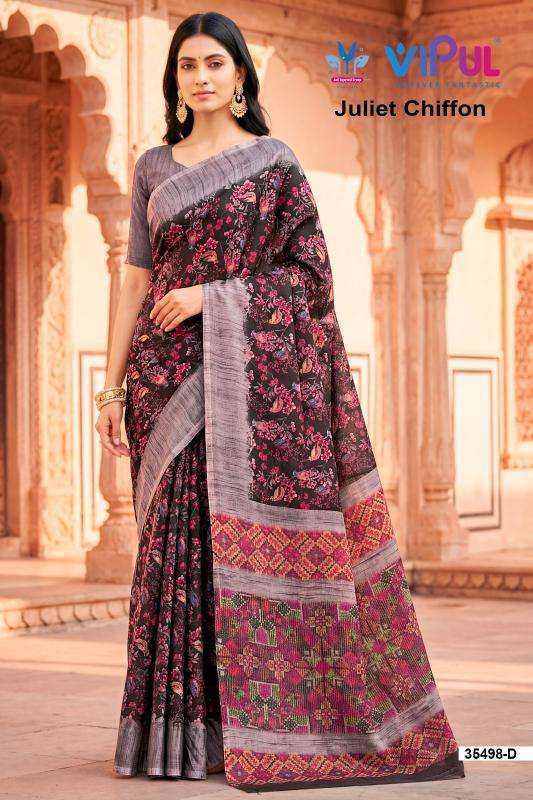 Vipul 35498 juliet chiffon Saree supplier for boutiques