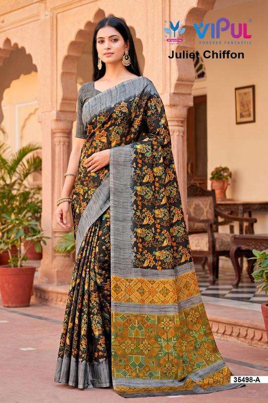 Vipul 35498 juliet chiffon Saree supplier for boutiques