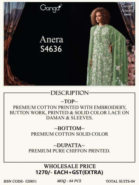 Ganga anera 4636 dress material wholesale indiamart