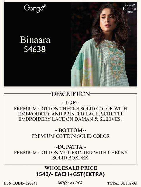 Ganga binaara 4638 cotton dresses india wholesale