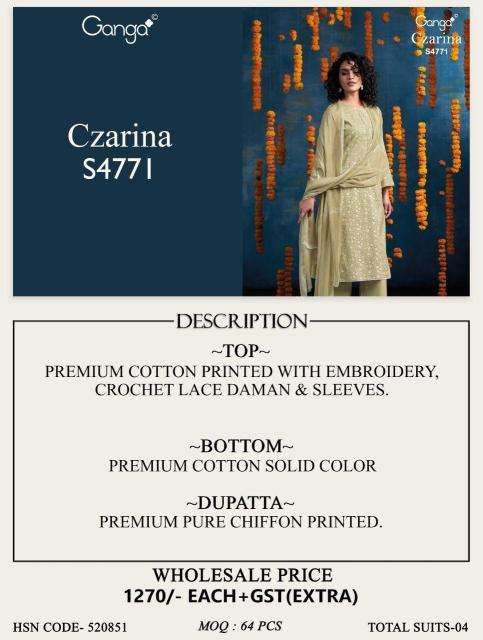 Ganga czarina 4771 wholesale market in ahmedabad for dress materials