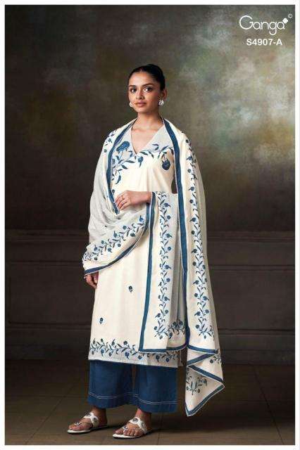 Ganga sancia 4907 dress material wholesale market in hyderabad in telugu