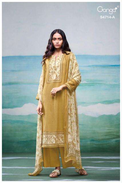 Ganga sreelika 4714 wholesale dress material market in gujarat