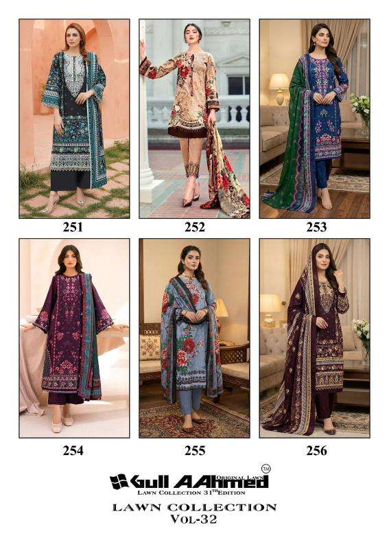 Gull aahmed lawn collection vol-32 wholesale dresses made in india