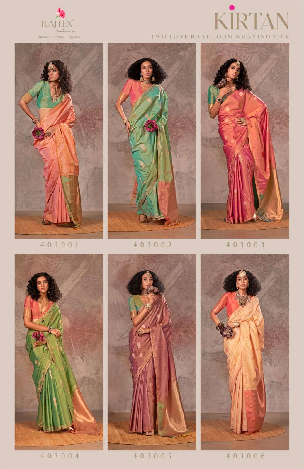 Rajtex Kirtan Two Tone Silk Bridal sarees wholesale in Mumbai