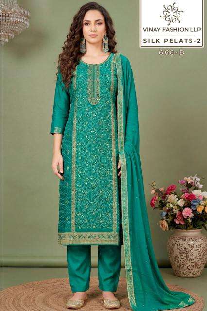 Vinay kuleesh silk petals-2 dress material wholesale manufacturer